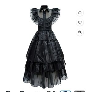 Wednesday Addams Costume Black Ruffled Dress | Sz Small | NWOT